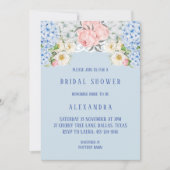 Dusty Blue Peony Romantic Hydrangea Brautparty Einladung (Vorderseite)