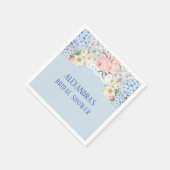 Dusty Blue Peony Romantic Hydrangea Brautparty Serviette (Ecke)
