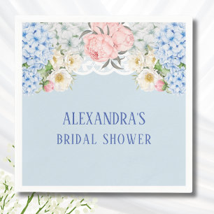 Dusty Blue Peony Romantic Hydrangea Brautparty Serviette