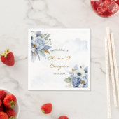Dusty Blue Peony Rose Botanical Floral Wedding Na Serviette (Beispiel)