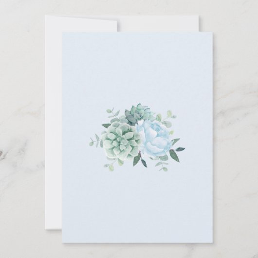 Dusty Blue Peony Succulents Brautparty Einladung (Rückseite)