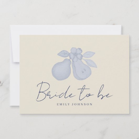 Dusty Blue Perfect Pear Brautparty Advice Cards Einladung (Rückseite)