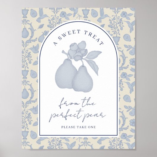 Dusty Blue Perfect Pear Brautparty Gefallen-Zeiche Poster (Vorne)