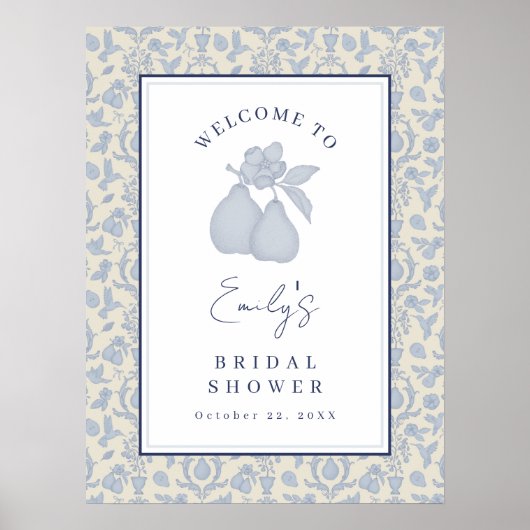 Dusty Blue Perfect Pear Brautparty Plakatzeichen Poster (Vorne)