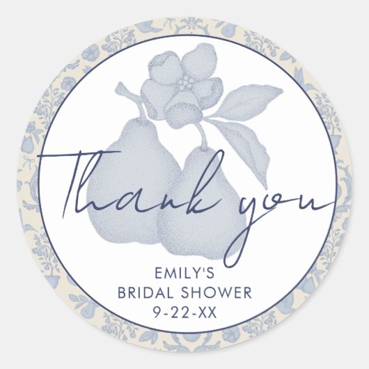 Dusty Blue Perfect Pear Brautparty Vielen Dank Runder Aufkleber (Vorderseite)