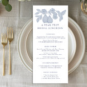 Dusty Blue Perfect Pear Bridal Luncheon Menü Card