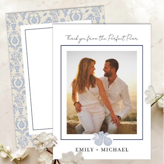 Dusty Blue Perfect Pear Foto Danke-Card Dankeskarte