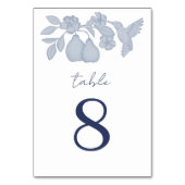 Dusty Blue Perfect Pear Wedding Tischnummer (Vorderseite)