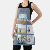 Dusty Blue Personalisiert Family Foto Collage Name Schürze (InSitu)