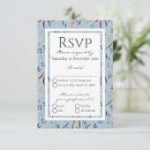 Dusty Blue Personalisiert Floral WEDDING RSVP Karte (Stehend Vorderseite)