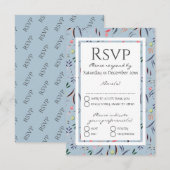 Dusty Blue Personalisiert Floral WEDDING RSVP Karte (Vorne/Hinten)