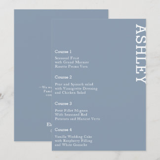 Dusty Blue Personalisiert Guest Name Wedding Menükarte