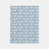 Dusty Blue Personalisiert Name Blanket mit Herz Fleecedecke (Vorderseite)