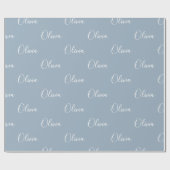 Dusty Blue Personalisiert Name Elegant Geschenkpapier (Flach)