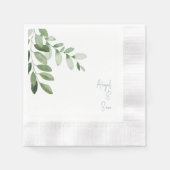 Dusty Blue Personalisiert Names White Wedding Serviette (Vorderseite)