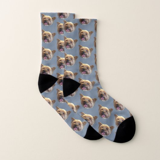 Dusty Blue Personalisiert Pet Foto Weihnachtsgesch Socken (Paar)