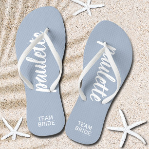Dusty Blue Personalisiert Team Bride Badesandalen