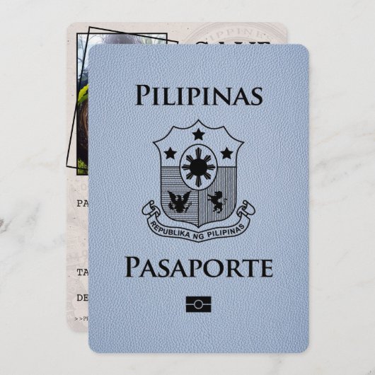 Dusty Blue Philippines Passport Save the Date (Vorne/Hinten)