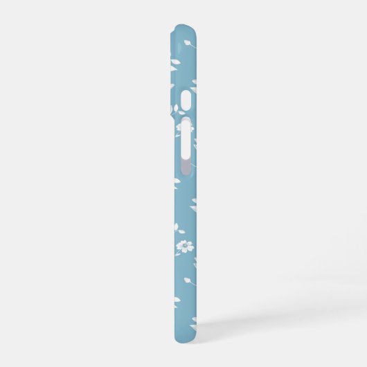 dusty blue phone cover with white flowers iPhone 16 hülle (Linke Seite)