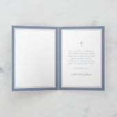 Dusty Blue Photo Boy First Communion Dankeskarte (Innenseite)