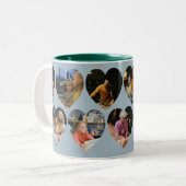 Dusty Blue Photo Collage Mug with Heart Frames Zweifarbige Tasse (Vorderseite Links)