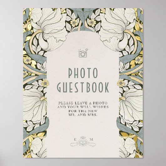 Dusty Blue Pimpernel Foto Gäestbook Signieren Vint Foliendrucke (Vorderseite)