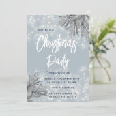 Dusty Blue Pine Filiale Weihnachten Einladung (Stehend Vorderseite)