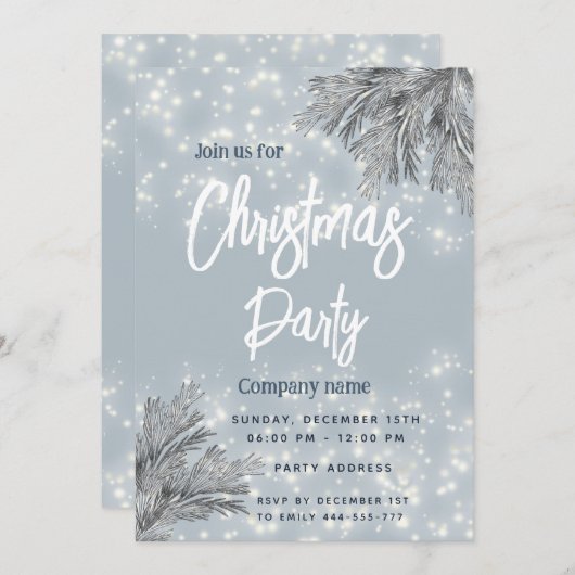 Dusty Blue Pine Filiale Weihnachten Einladung (Vorne/Hinten)
