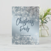 Dusty Blue Pine Filiale Weihnachten Einladung (Stehend Vorderseite)