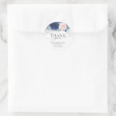 Dusty Blue Pink Blume Elegant Vielen Dank Runder Aufkleber (Tasche)