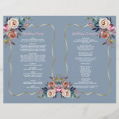 Dusty Blue Pink Blume Gold Wedding Program (Rückseite)