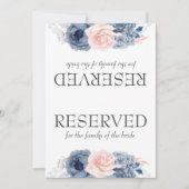 Dusty Blue Pink Blume Hochzeitvorbehaltenes Zeiche (Vorderseite)