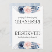 Dusty Blue Pink Blume Hochzeitvorbehaltenes Zeiche (Vorne/Hinten)