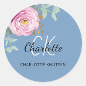 Dusty Blue Pink Blumeneukalyptus vielen Dank Runder Aufkleber (Vorderseite)