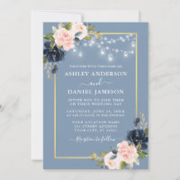 Dusty Blue Pink Blush Floral Jar Lights Wedding