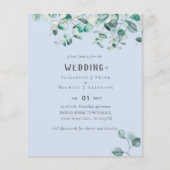 Dusty Blue Pink Eukalyptus BUDGET WEDite Einladung (Vorderseite)