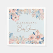 Dusty Blue Pink Floral Boho Chic Baby Dusche Serviette (Vorderseite)