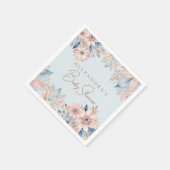 Dusty Blue Pink Floral Boho Chic Baby Dusche Serviette (Ecke)