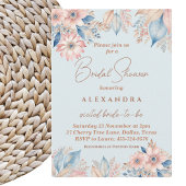 Dusty Blue Pink Floral Boho Chic Brautparty Einladung
