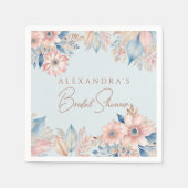 Dusty Blue Pink Floral Boho Chic Brautparty Serviette (Vorderseite)