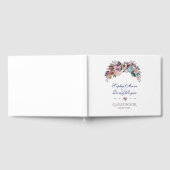 Dusty Blue Pink Floral Bouquet Wedding Gästebuch (Voll)