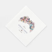 Dusty Blue Pink Floral Bouquet Wedding Serviette (Ecke)