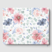 Dusty Blue Pink Floral Elegant Wedding Gästebuch (Rückseite)