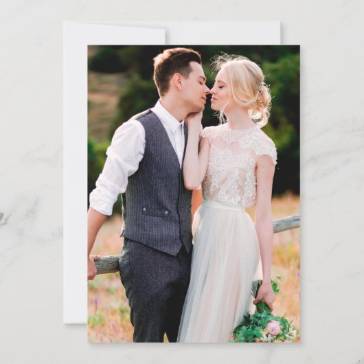 Dusty Blue Pink Floral Gold Foto Save the Date (Rückseite)