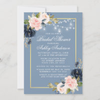 Dusty Blue Pink Floral Jar Lights Brautparty