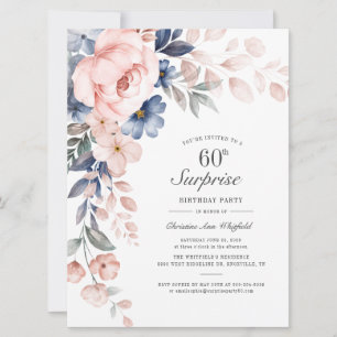 Dusty Blue Pink Floral Überraschung 60. Geburtstag