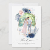 Dusty Blue Pink Floral Wedding Danke Foto (Vorderseite)