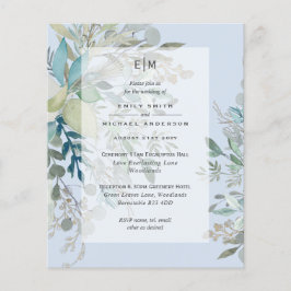 Dusty Blue Pink Hochzeit Zeremonie und Empfang Inv Flyer