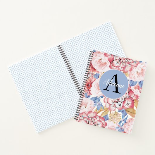 Dusty Blue Pink Hydrangea Notizblock (Innenseite)
