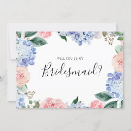 Dusty Blue Pink hydrangeas Bridesmaid Vorschlag Einladung